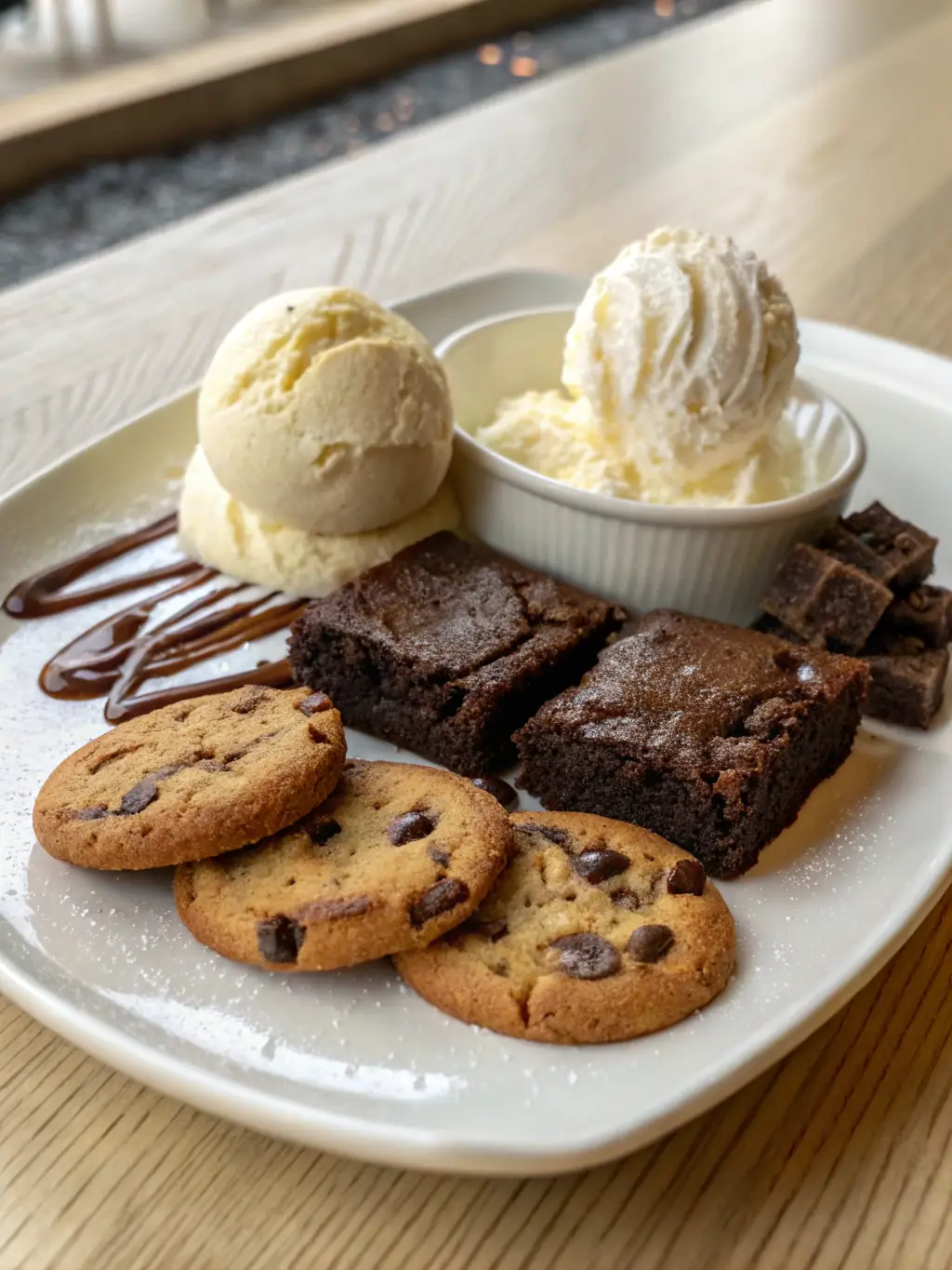 A tempting image of assorted desserts, including chocolate cake, fruit tarts, and ice cream sundaes, arranged to highlight their sweetness and visual appeal.